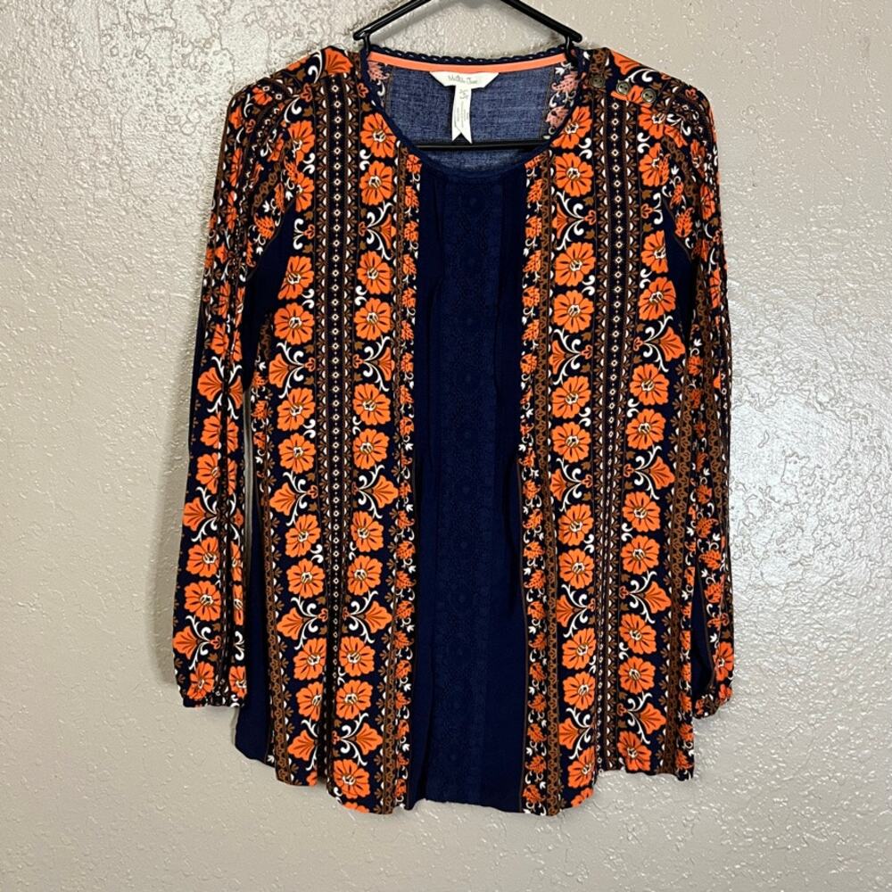 Matilda Jane top navy orange floret blouse small